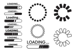 Loading Screen and Progress Bar Icons Set Circular Spinner and Bar Indicators vector