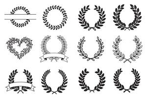 Classic Laurel Wreath Bundle Simple Set for Design and Branding vector