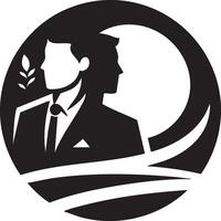 Logo of Elegant Dual Profile with Olive Branch and Moon vector