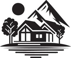 Logo of Mountain House With Tree Design Idea vector