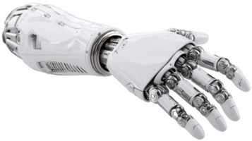 Robotic Hand 3D Render of Advanced Prosthetic Arm isolated on transparent background png