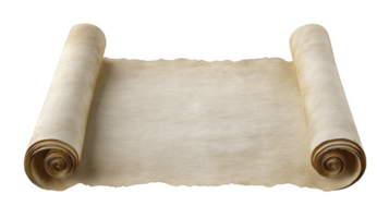 Blank Parchment Scroll for Diplomas, Ancient Scripts and Decoration isolated on transparent background png
