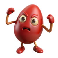 3D Cartoon Jujube Character with Angry Expression, Funny Animated Style Isolated on Transparent Background png