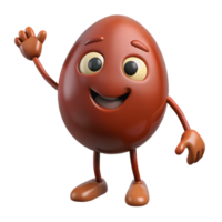 3D Cartoon jujube Character with smiling Expression, Funny Animated Style Isolated on Transparent Background png