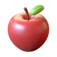 3D Render of a Fresh red Apple with Leaf, Realistic Apple Illustration on Transparent Background png