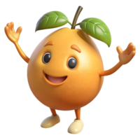 3D Cartoon pomelo Character with smiling Expression, Funny Animated Style Isolated on Transparent Background png