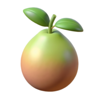 3D Render of a Fresh Guava with Leaf, Realistic Guava Illustration on Transparent Background png