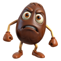 3D Cartoon dates Character with Angry Expression, Funny Animated Style Isolated on Transparent Background png