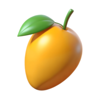 3D Render of a Fresh Mango with Leaf, Realistic Mango Illustration on Transparent Background png