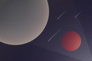 Black outer space background with stars, giant planets, and meteorites. Quiet abstract cosmos backdrop with celestial bodies. vector