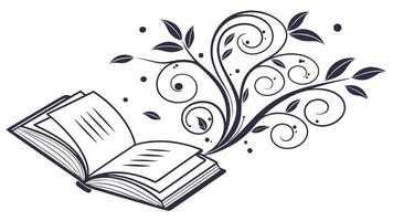 Open book with floral design illustration for education and reading concepts graphic design 100 vector