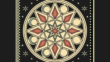 Vintage celestial star mandala pattern with moon phases and geometric shapes design art print vector