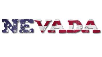 Nevada Text with USA Flag Waving Inside. Seamless Loop Animation on Transparent Background. video