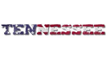 Tennessee Text with USA Flag Waving Inside. Seamless Loop Animation on Transparent Background. video
