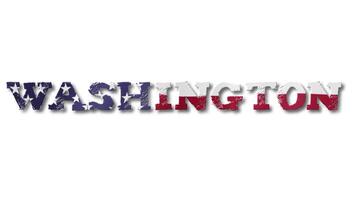 Washington Text with USA Flag Waving Inside. Seamless Loop Animation on Transparent Background. video