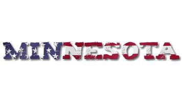 Minnesota Text with USA Flag Waving Inside. Seamless Loop Animation on Transparent Background. video