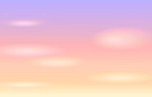 Abstract gradient background in pastel pink, violet and peach colors. Sunrise or sunset sky with clouds illustration. Horizontal background design with copy space. vector