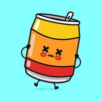 A cute and slightly sad Soda Can character with a colorful and cheerful design is on display vector