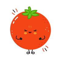 A cute and smiling cartoon Tomato with a happy expression, illustrated on a white background. vector