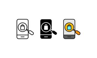 Illustration of online shopping on mobile phone with a search concept. Ideal for use as graphic in web or app design for marketing and advertising purpose. vector