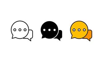 This image features three speech bubble design illustrations, which convey the concept of dialogue and conversation, for design projects related to communication and social interaction. vector