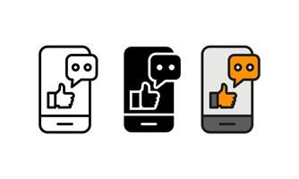 Illustration showing positive feedback on a mobile app with a thumbs up icon and a speech bubble. Representing social media engagement, user experience, and customer satisfaction. vector