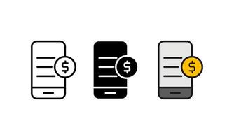 This is an illustration of a mobile phone icon with a dollar sign overlay, representing mobile phone bills, payments, or mobile commerce. vector