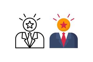 Manager icon with symbolic star above two individuals perfect for showcasing leadership, teamwork, business success, and professional development concepts. vector