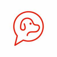 Red outline of a dogs head in a speech bubble, perfect for pet communication or dog training graphics and design projects. vector
