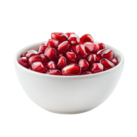 Fresh Pomegranate seeds in a white bowl at studio png