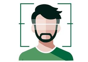 Scan your face to record the time of arrival or scan to verify your identity. vector
