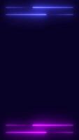 Vertical background animation of blue and pink neon lines on top and bottom glowing. Seamless loop video