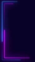 Neon half box vertical background animation in glowing blue and pink frame. Seamless loop video