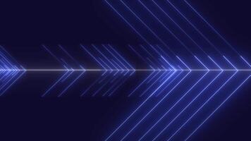 Futuristic neon arrow lines background animation in dark colors. Seamless loop video