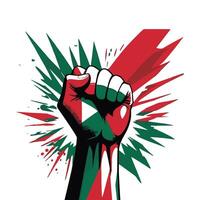 a fist with the flag of the Palestine on it vector