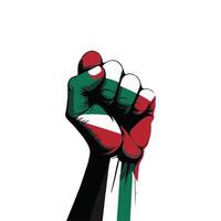 a fist with the flag of Palestine on it vector