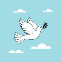 a white dove with an olive branch in its beak vector