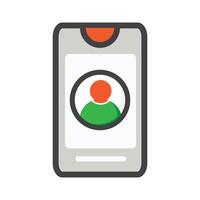 smartphone with user illustration. smartphone illustration. Flat icon. vector