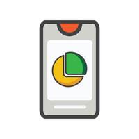 smartphone with pie diagram illustration. smartphone illustration. Flat icon. vector