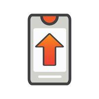 smartphone with upload box illustration. smartphone illustration. Flat icon. vector