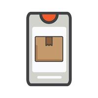 smartphone with delivery box illustration. smartphone illustration. Flat icon. vector