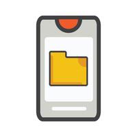 smartphone with folder illustration. smartphone illustration. Flat icon. vector