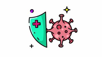 Animated Of a shield protecting from a virus. video