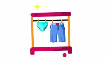 Clothes Drying Rack with Underwear and Shorts Illustration video