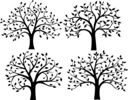 silhouette Tree Design Icon Set Image vector