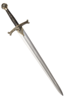 Gleaming medieval longsword with intricate details and a sharp edge isolated on the transparent background png