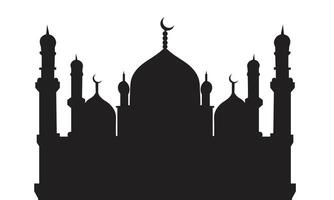 Silhouette of a Holy Mosque with Domes and Minarets vector