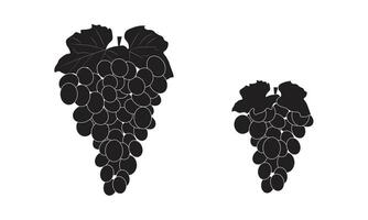 Silhouette of two grape bunches with leaves vector