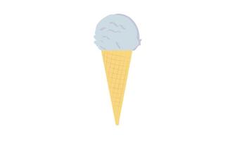 Ice cream cone with a single scoop of blue ice cream. vector