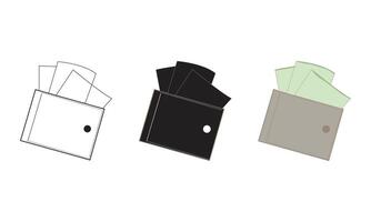 Wallets filled with money in various styles, digital wallet icon, , illustration, outline set. vector